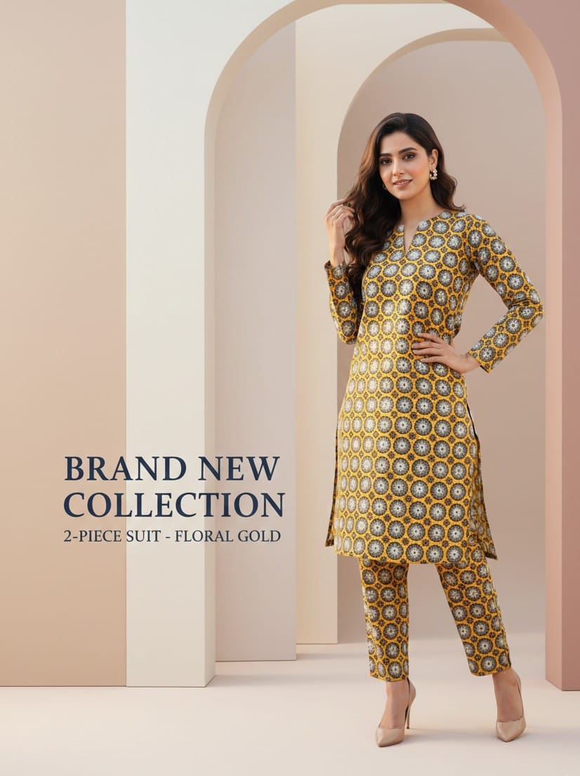 Floral Gold Khadar Suit